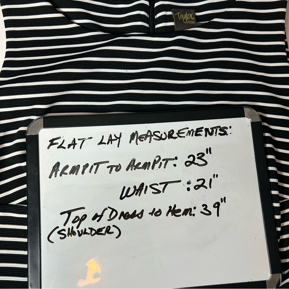 Taylor Woman Black and White Striped & Gingham Checkered Midi Dress Retro - Picture 16 of 16